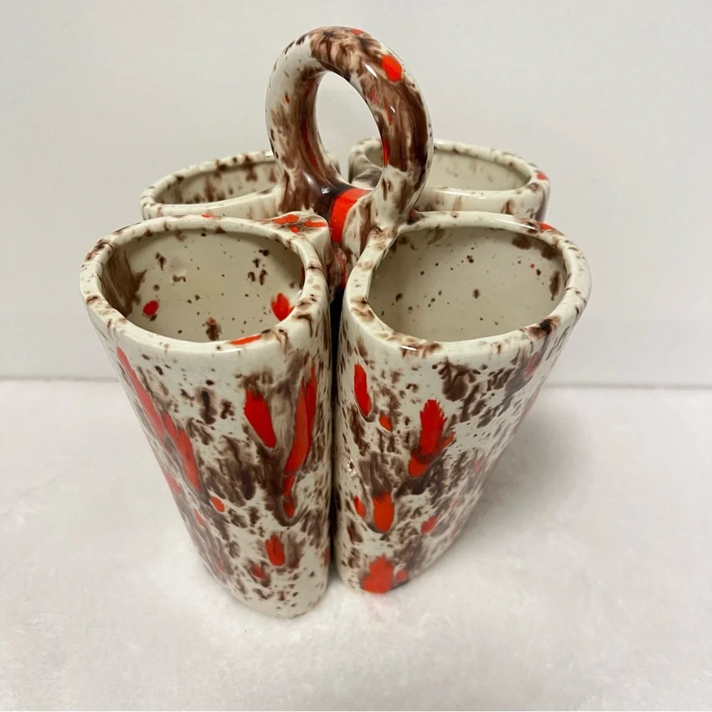 Vintage Ceramic Splatter Glaze Vase or Trinket Holder 1970’s 8” Tall